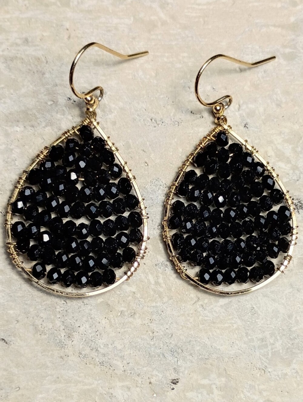 Gold Vermeil Sterling Silver Beaded Crystal Teardrop Earrings